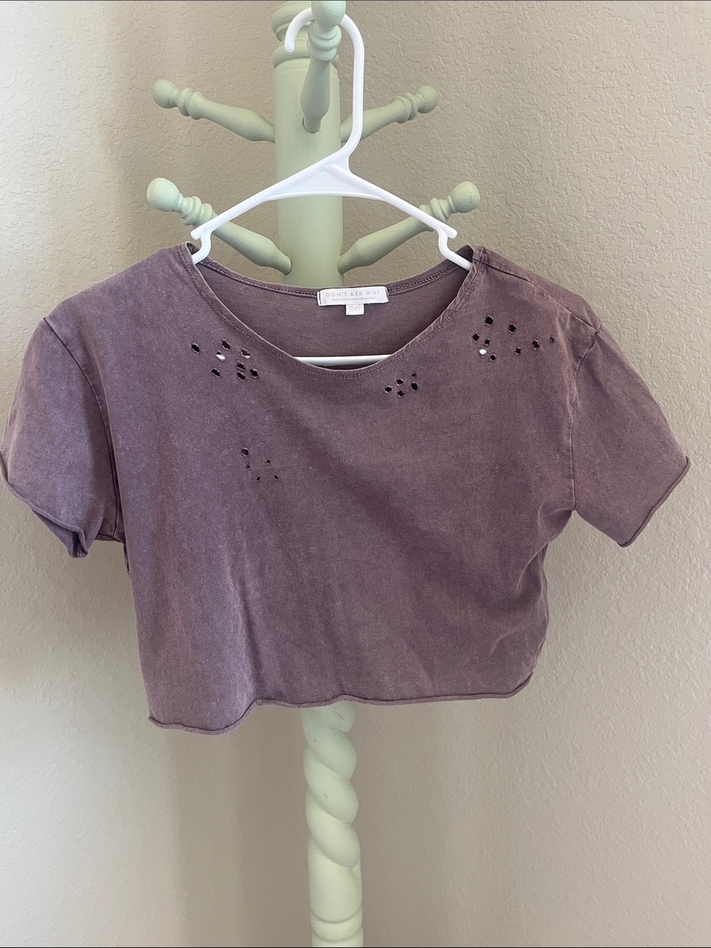 4/$20 Distressed Cropped Tee in Mauve by Don't Ask Why